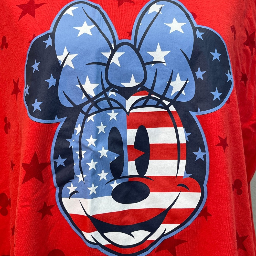 Disney Walt Disney World Minnie Mouse Americana Red Star Tank Top Womens 2X Flag